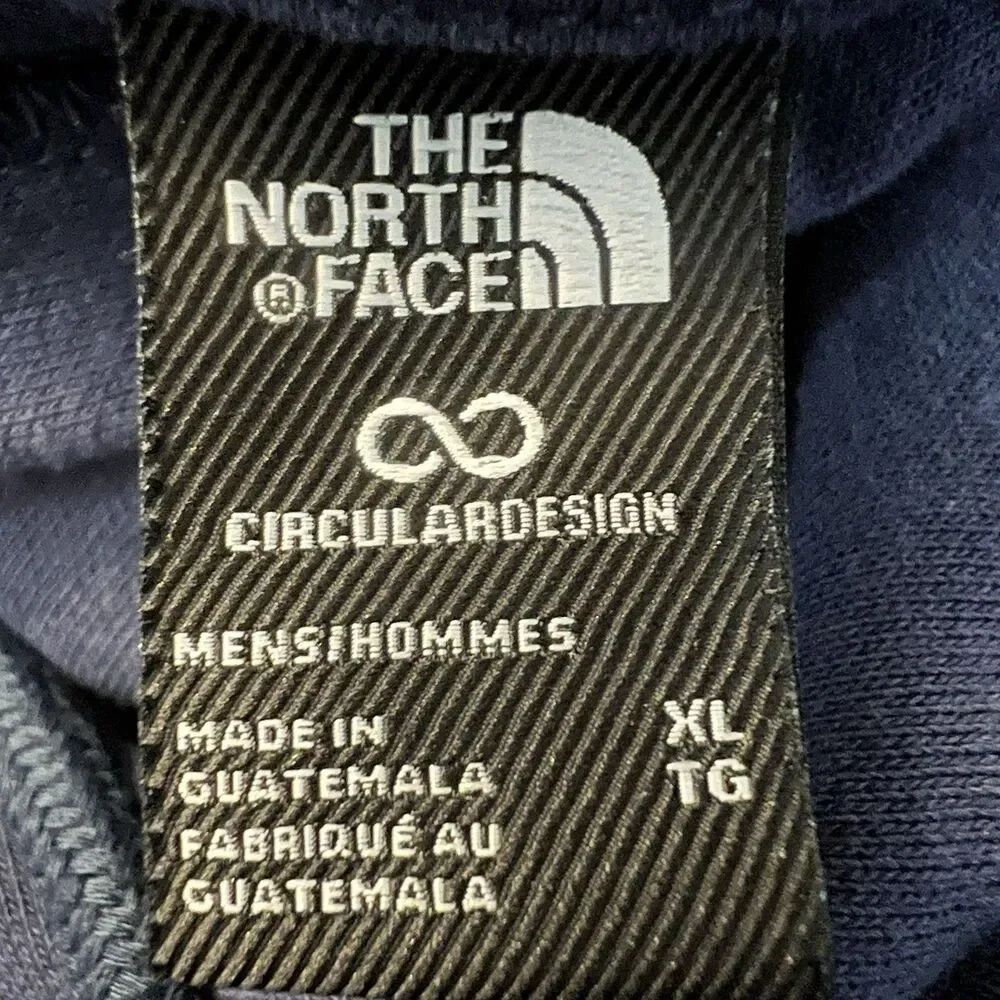The North Face Circular Design Mens XL Blue Fleece Pullover Hoodie Logo Pockets
